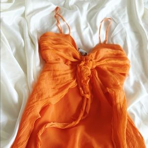 Orange flowy bohemian top